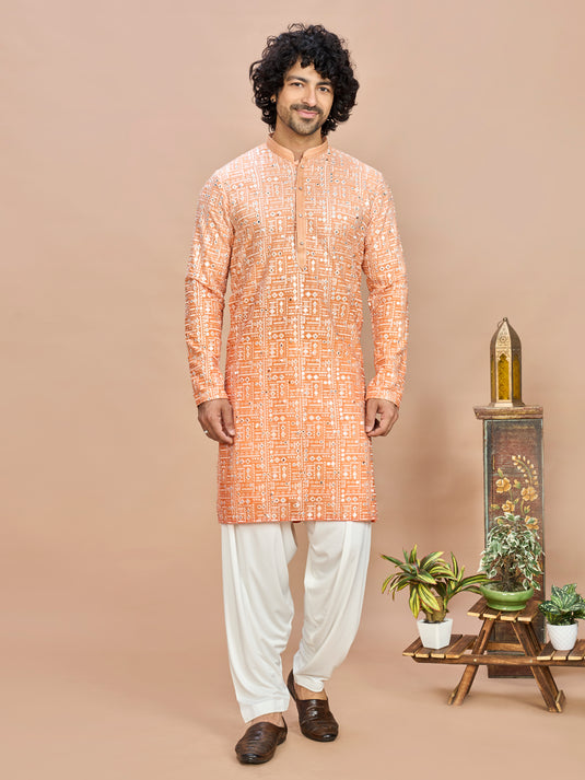 Royal Orange Kurta for Men