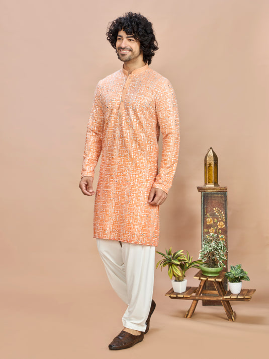 Royal Orange Kurta for Men