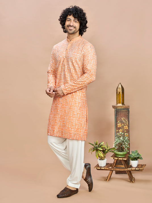 Royal Orange Kurta for Men