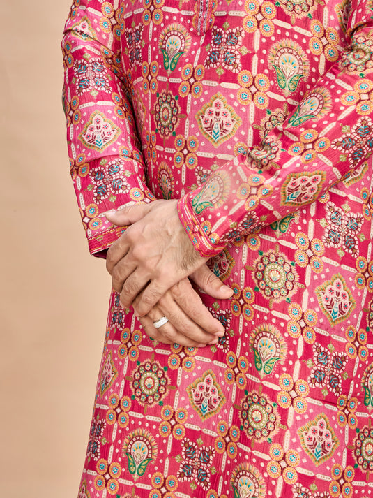 Rani Silk Wedding Kurta Set for Men