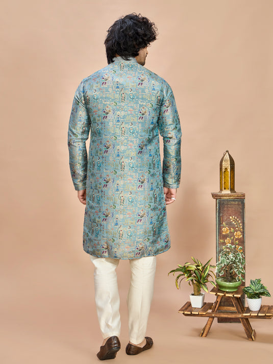 Green Silk Kurta Set for Men