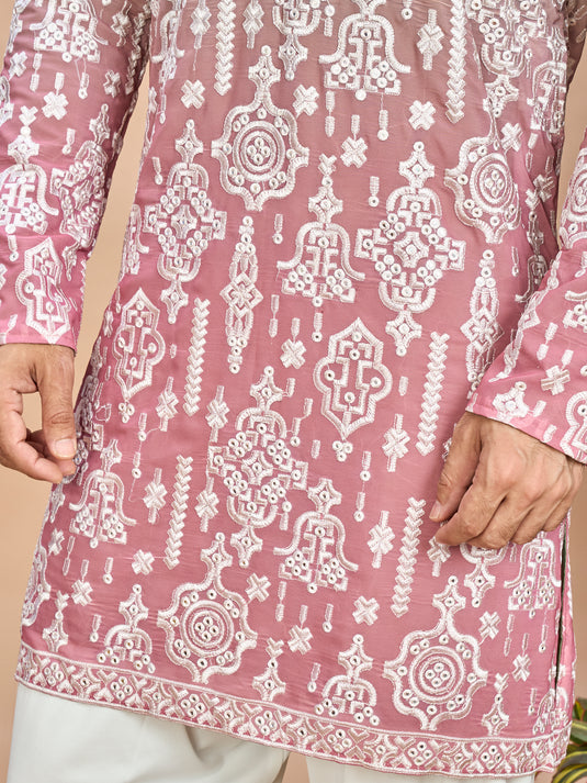 Emerald Green Heritage Embroidered Kurta for Men