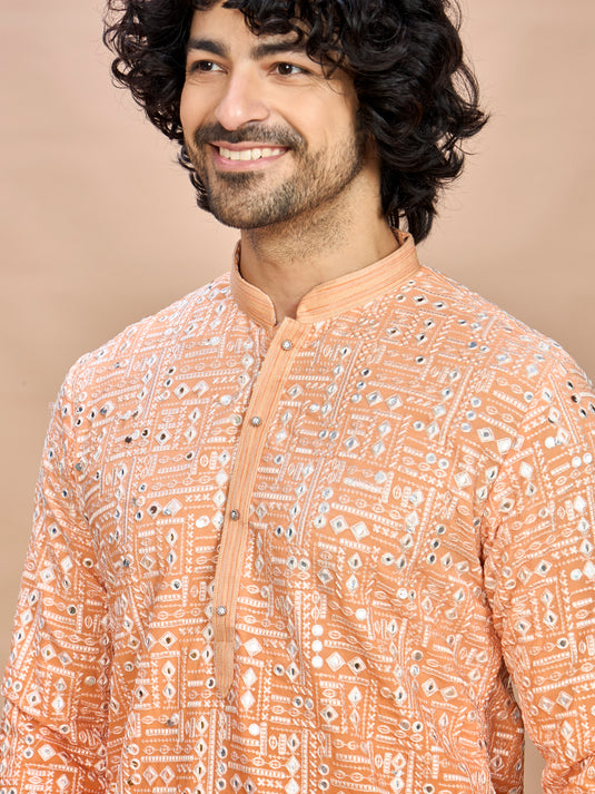 Royal Orange Kurta for Men
