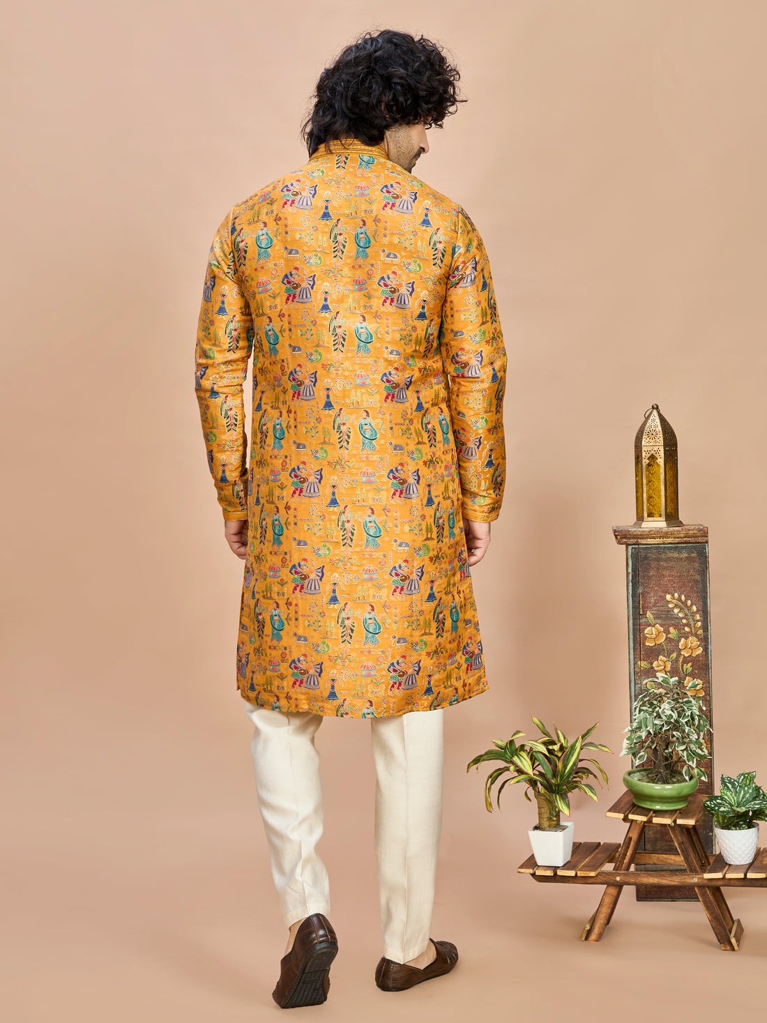 Mustard Silk Kurta Set for Men